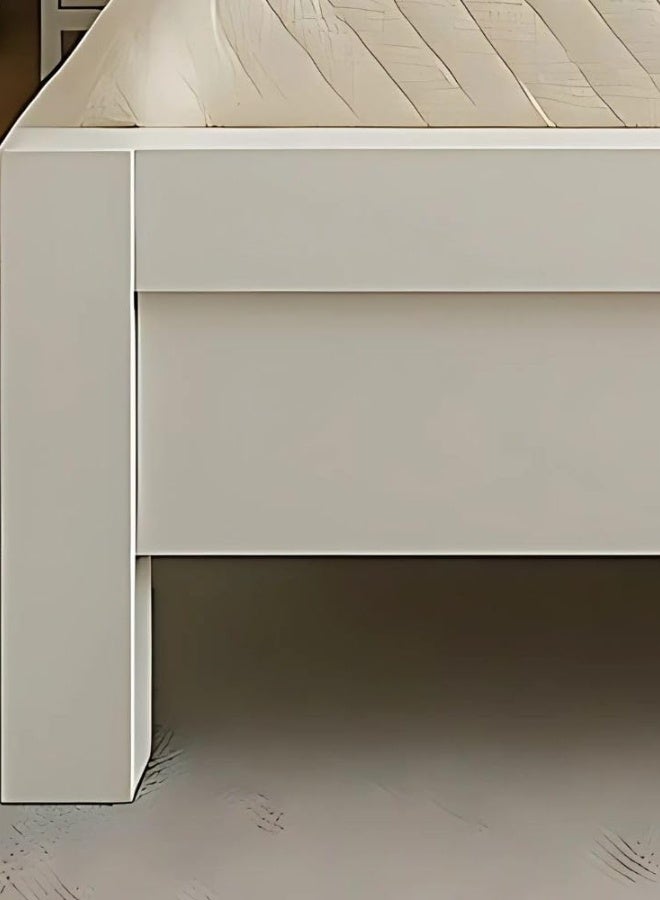 SUNLIT HOME إطار سرير مزدوج منزلي نوفا مشمس - أبيض - خشب MDF بسمك 18 مم مع تشطيب ميلامين كامل - قوي ودائم - 120x200 سم (بدون مرتبة وبدون طاولة جانبية) - Image 4